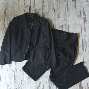 Wide legged striped gray suit